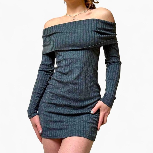 silence + noise Dresses & Skirts - Urban outfitters off the shoulder ribbed long sleeve dress